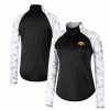 Clothing * | Women'S Colosseum Black Iowa Hawkeyes Oht Military Appreciation Flash Arctic Camo Raglan Quarter-Zip Jacket