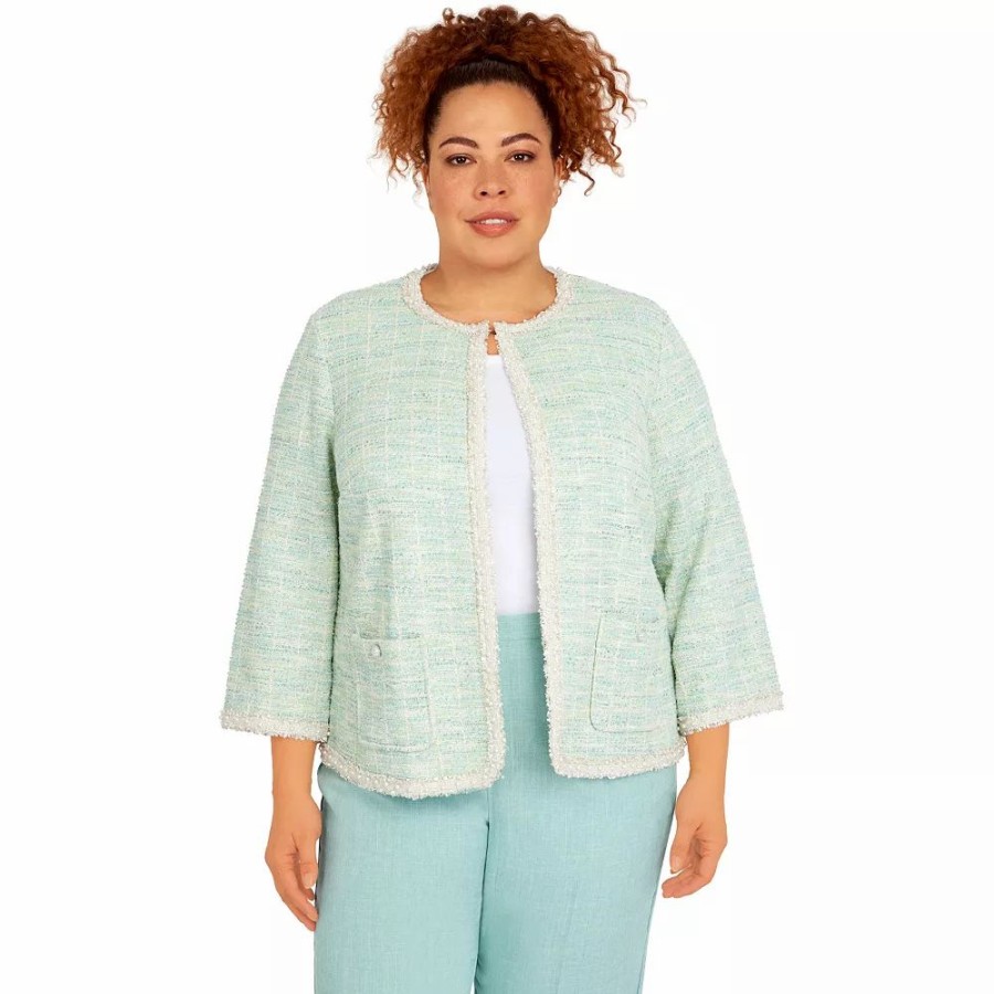 Clothing * | Plus Size Alfred Dunner Lady Like Knit Boucle Jacket