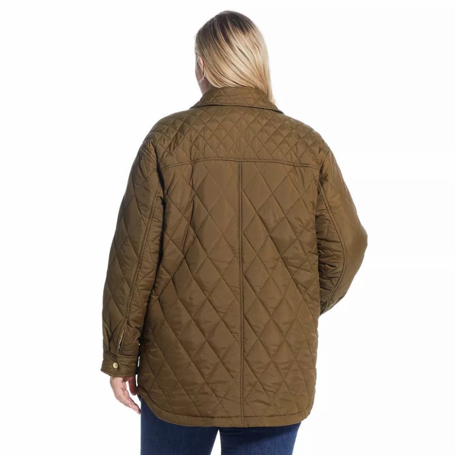 Clothing * | Plus Size Weathercast Quilted Shacket Black