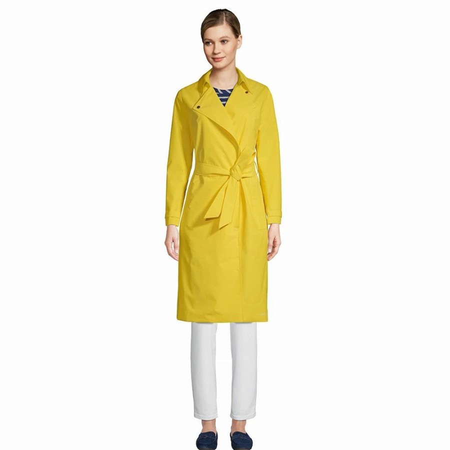 Clothing * | Women'S Lands' End Water-Resistant Modern Trench Coat Bright Sun