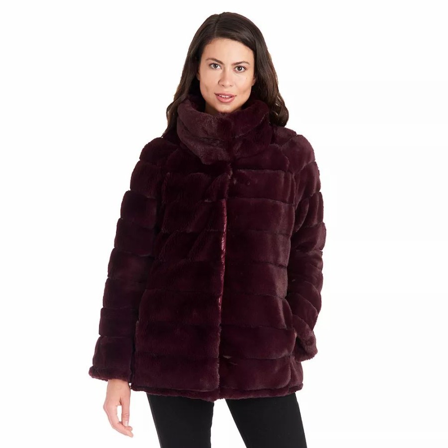 Clothing * | Women'S Fleet Street Faux-Fur Reversible Quilted Jacket Burgundy