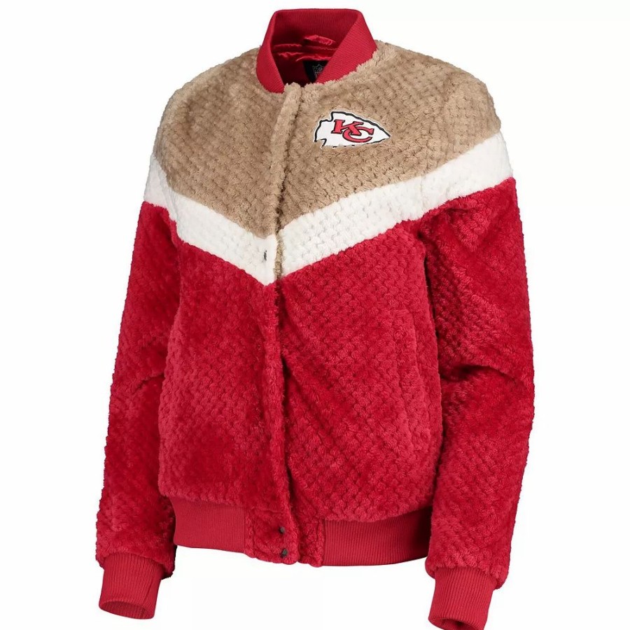 Clothing * | Women'S G-Iii 4Her By Carl Banks Red/Cream Kansas City Chiefs Riot Squad Sherpa Full-Snap Jacket