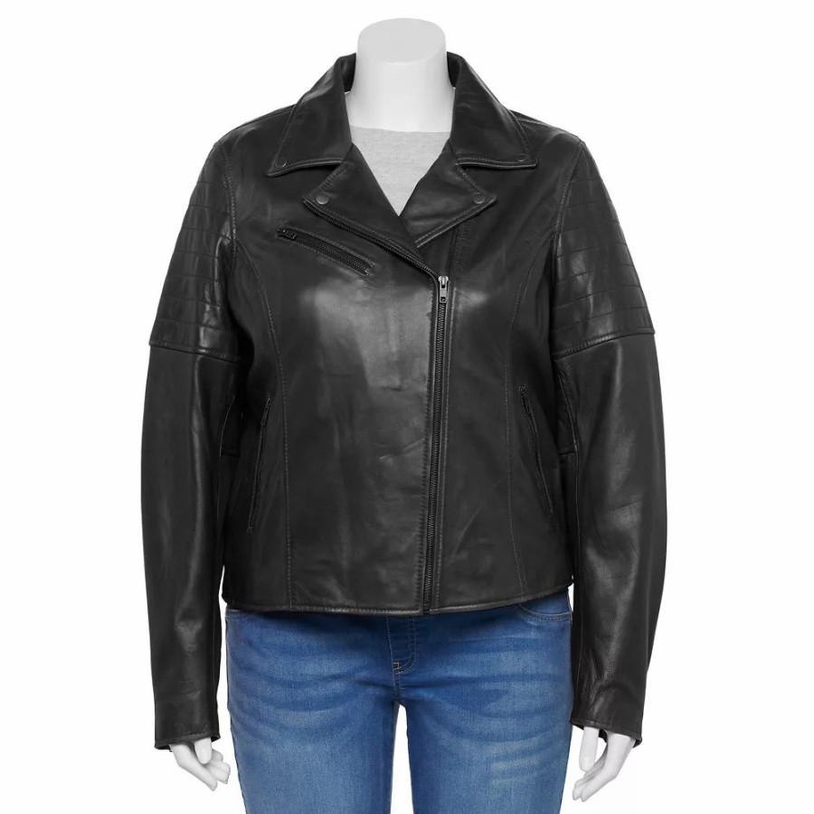 Clothing * | Plus Size Whet Blu Princess Lace-Up Leather Jacket