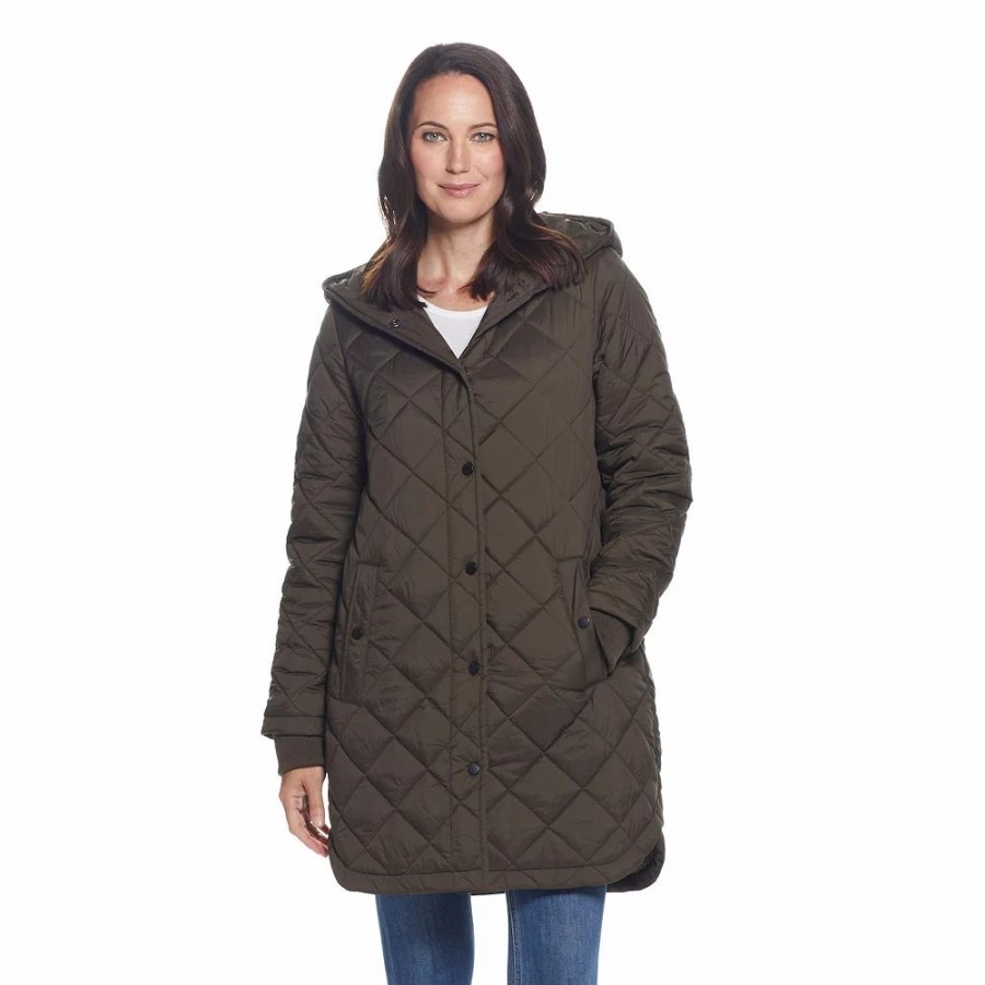 Clothing * | Women'S Weathercast Hooded Quilted Duffle Jacket