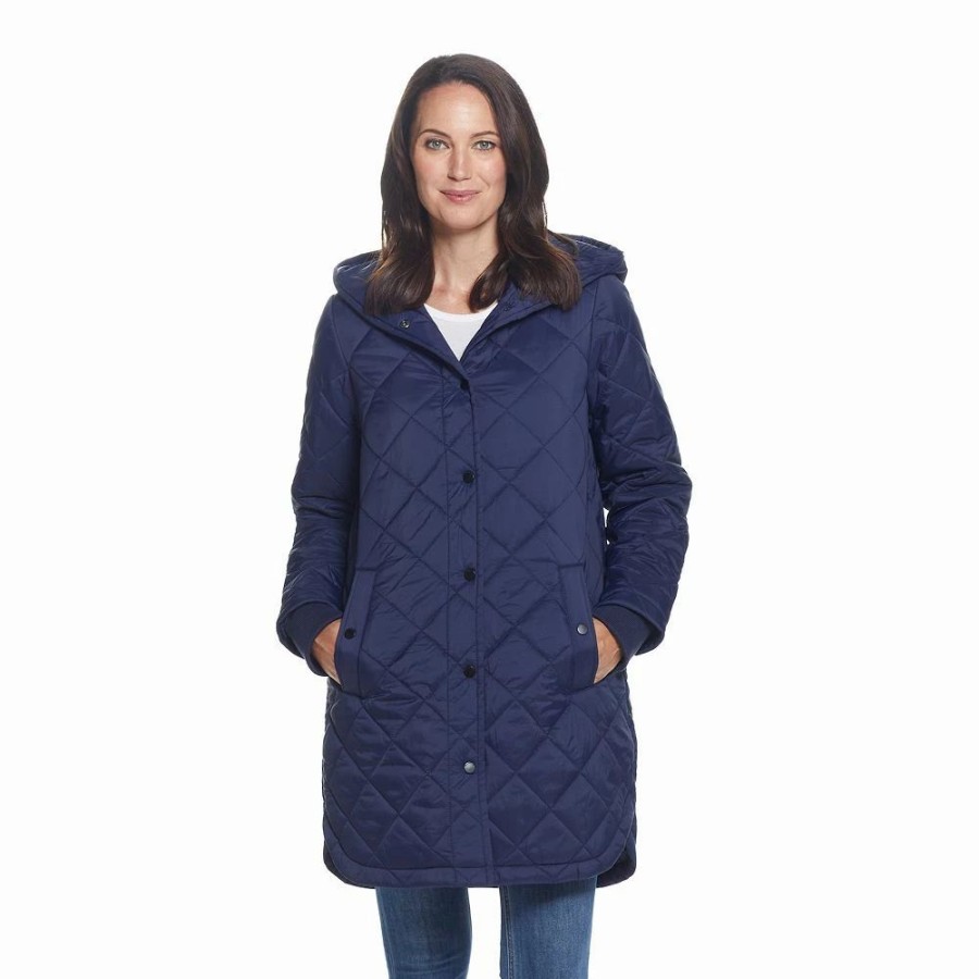 Clothing * | Women'S Weathercast Hooded Quilted Duffle Jacket