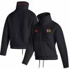 Clothing * | Women'S Adidas Black Chicago Blackhawks Sherpa Half-Zip Jacket