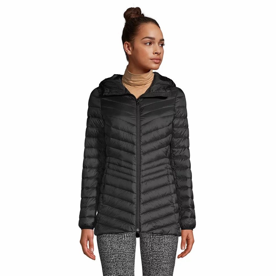 Clothing * | Women'S Lands' End Hooded Ultralight Packable Down Coat