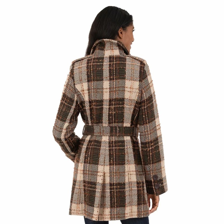 Clothing * | Women'S Fleet Street Wool-Blend Plaid Wrap Coat Red