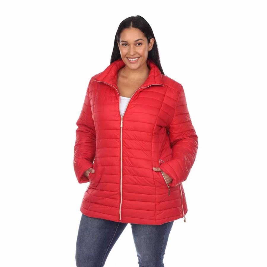 Clothing * | Plus Size White Mark Puffer Coat