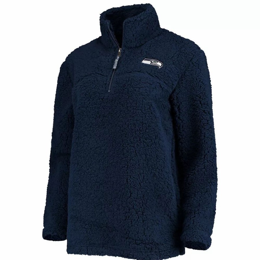 Clothing * | Women'S G-Iii 4Her By Carl Banks College Navy Seattle Seahawks Sherpa Quarter-Zip Jacket