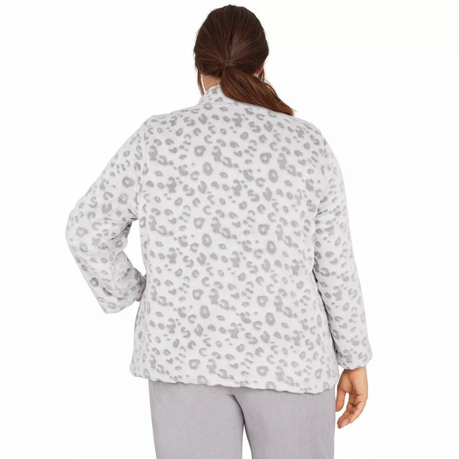 Clothing * | Plus Size Alfred Dunner Leopard Funnelneck Long Sleeve Jacket