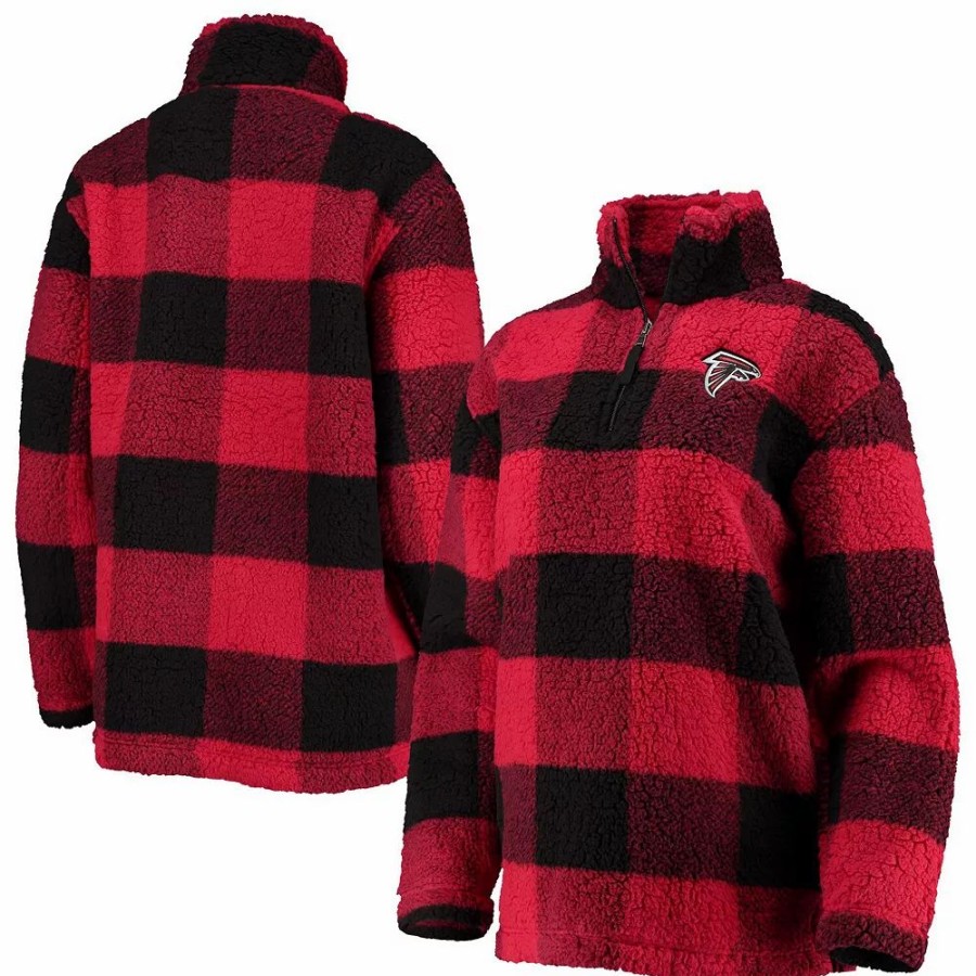 Clothing * | Women'S G-Iii 4Her By Carl Banks Red Atlanta Falcons Sherpa Plaid Quarter-Zip Jacket