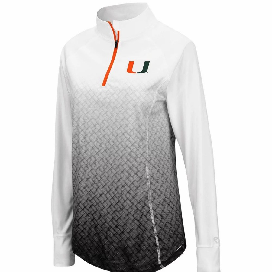 Clothing * | Women'S Colosseum Black Miami Hurricanes Magic Ombre Quarter-Zip Raglan Jacket