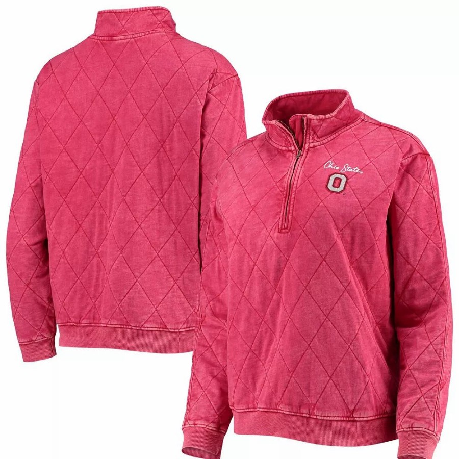 Clothing * | Women'S Gameday Couture Scarlet Ohio State Buckeyes Unstoppable Chic Quilted Quarter-Zip Jacket