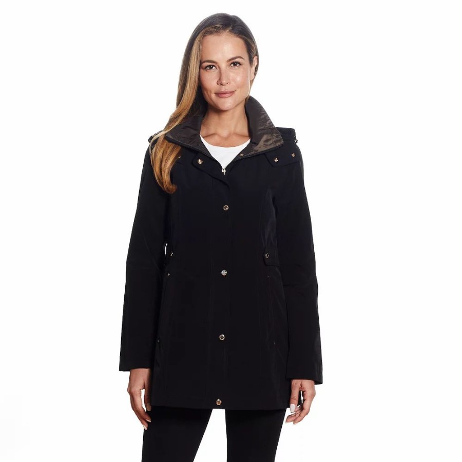 Clothing * | Women'S Gallery Short Rain Coat Black