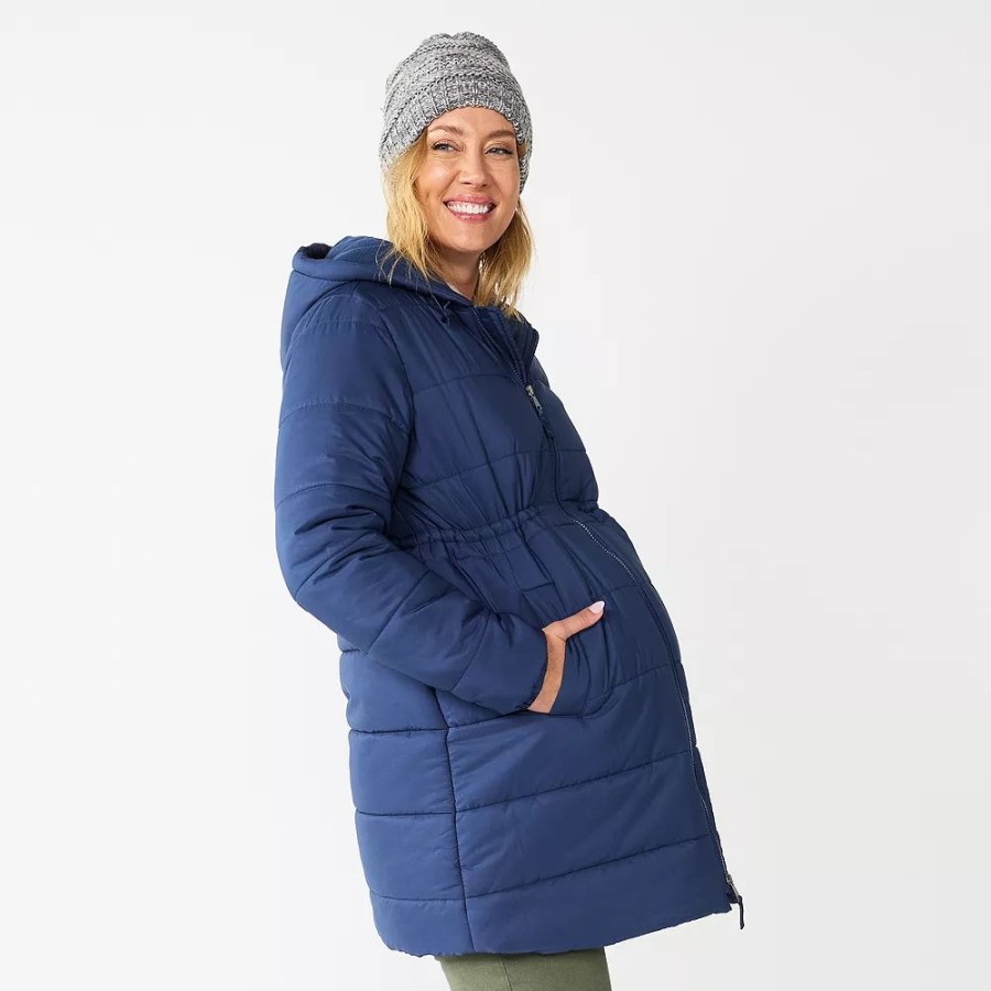 Clothing * | Maternity Sonoma Goods For Life Cinch Waist Puffer Jacket