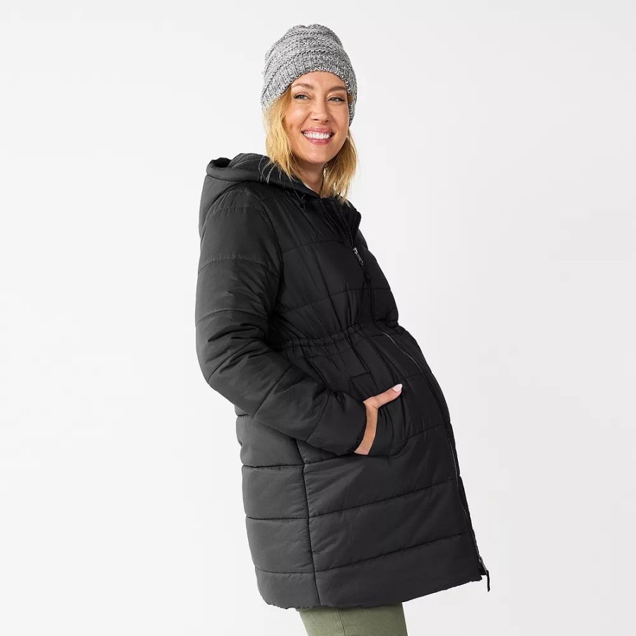 Clothing * | Maternity Sonoma Goods For Life Cinch Waist Puffer Jacket