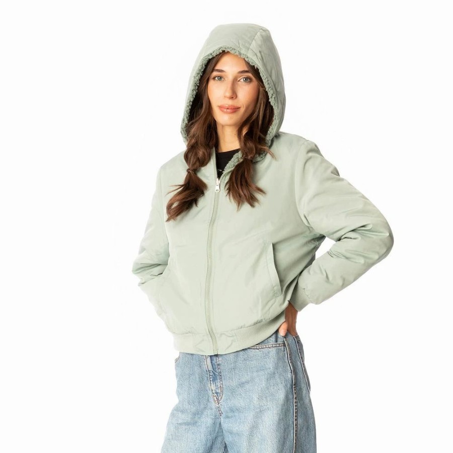 Clothing * | Women'S Hurley Reversible Sherpa Bomber Jacket Green