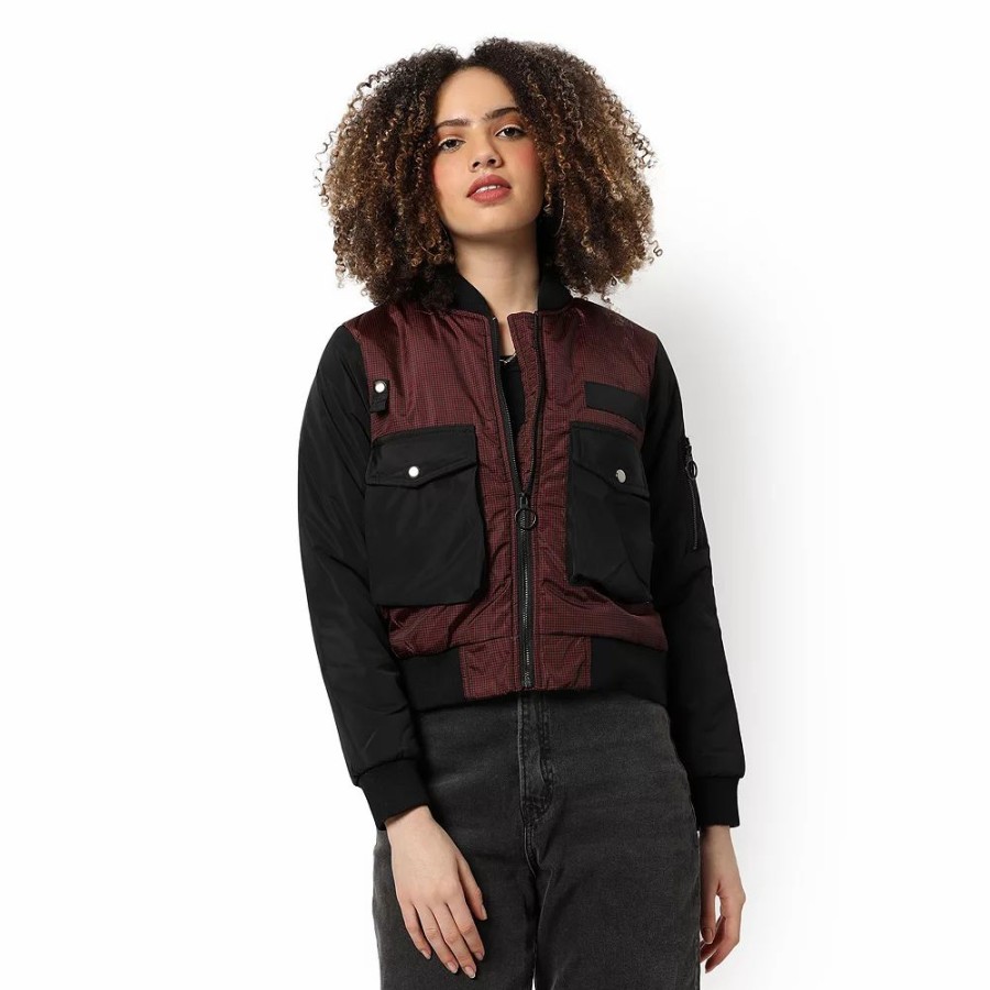 Clothing * | Campus Sutra Women Regular Fit Zipper Jacket