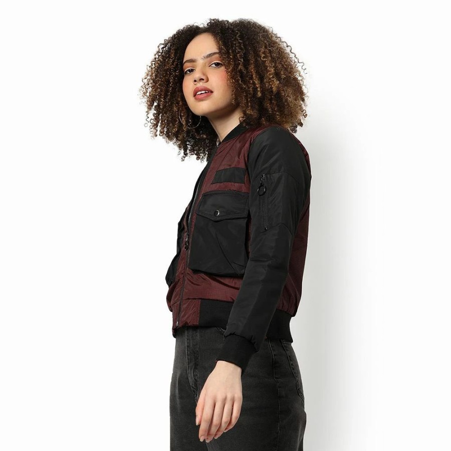 Clothing * | Campus Sutra Women Regular Fit Zipper Jacket