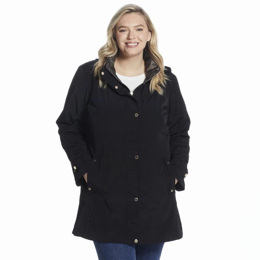 Clothing * | Plus Size Gallery Hooded Short Rain Jacket