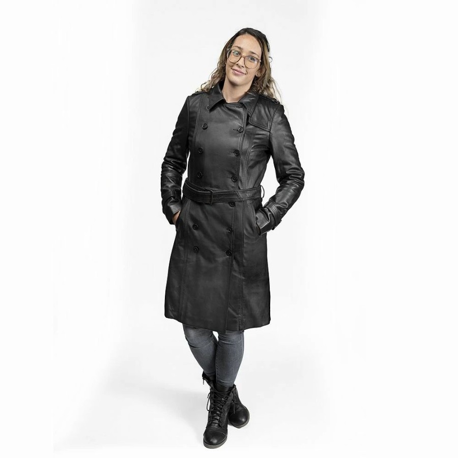 Clothing * | Women'S Whet Blu Ashley Leather Trench Coat