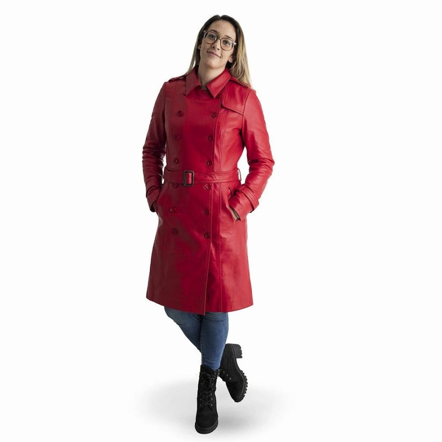 Clothing * | Women'S Whet Blu Ashley Leather Trench Coat