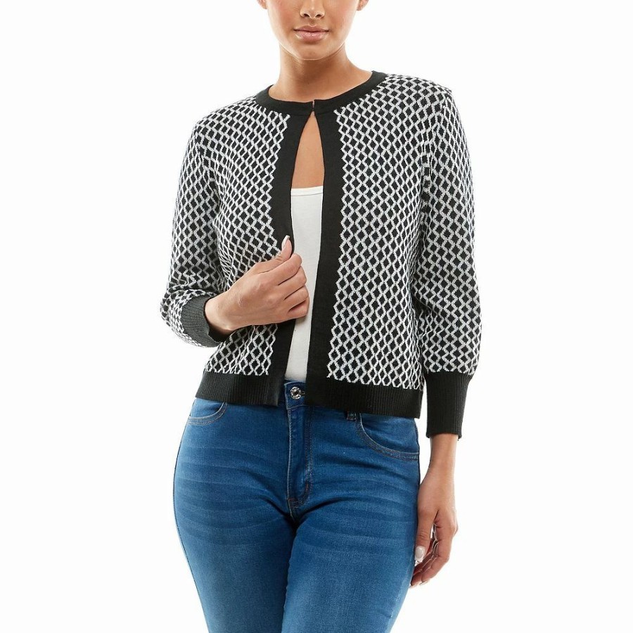 Clothing * | Women'S Nina Leonard Vertical Wave Bolero Blkivy