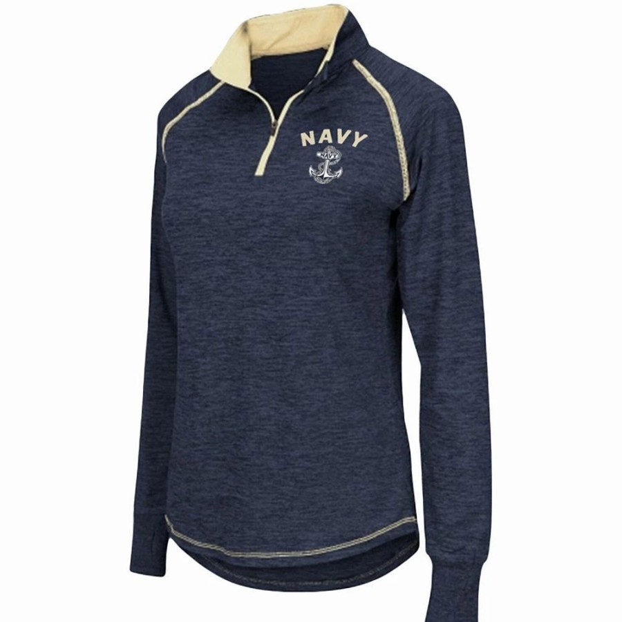 Clothing * | Women'S Colosseum Navy Navy Midshipmen Bikram 1/4 Zip Long Sleeve Jacket