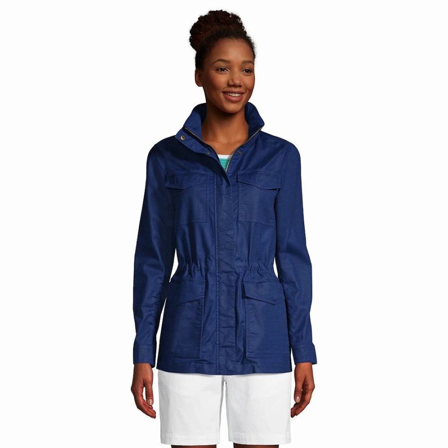 Clothing * | Petite Lands' End Hooded Cargo Jacket