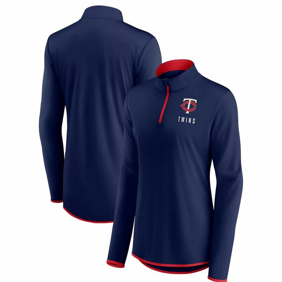 Clothing * | Women'S Fanatics Branded Navy Minnesota Twins Worth The Drive Quarter-Zip Jacket