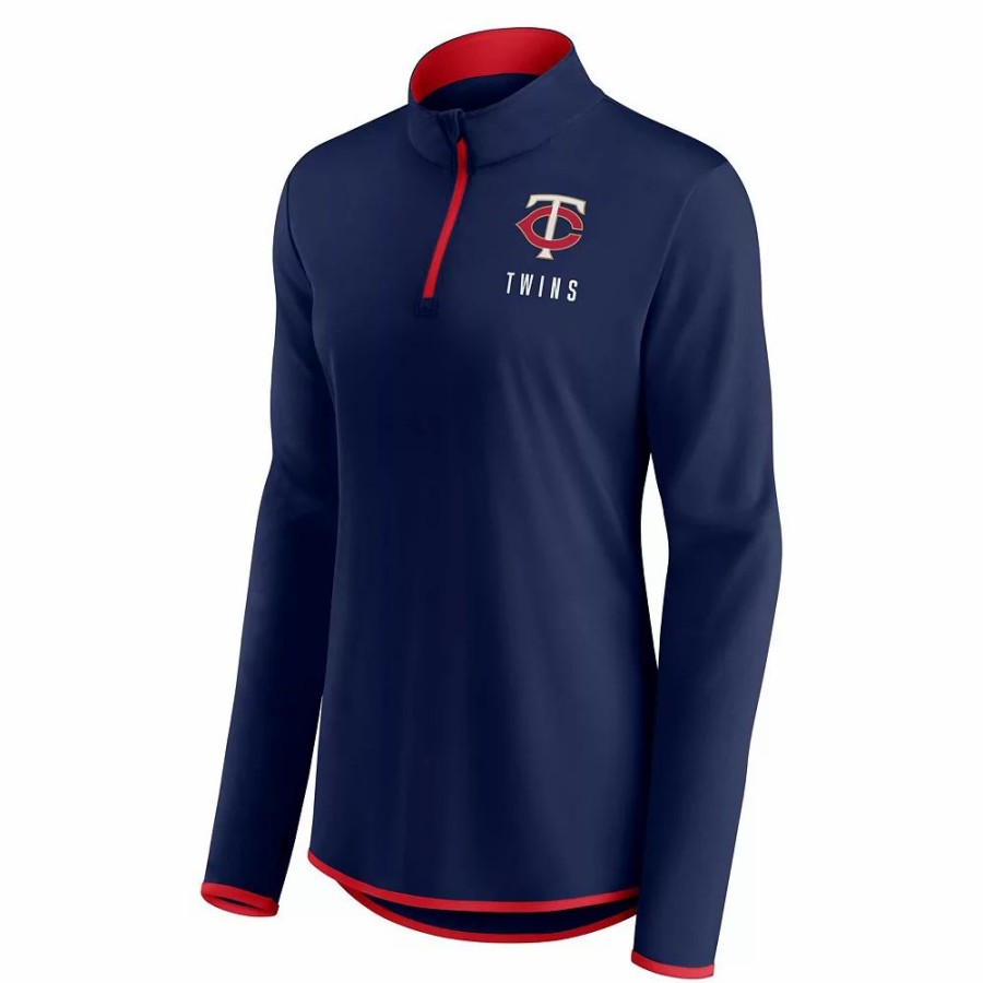 Clothing * | Women'S Fanatics Branded Navy Minnesota Twins Worth The Drive Quarter-Zip Jacket