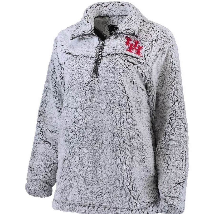 Clothing * | Women'S Gray Houston Cougars Sherpa Super Soft Quarter Zip Pullover Jacket