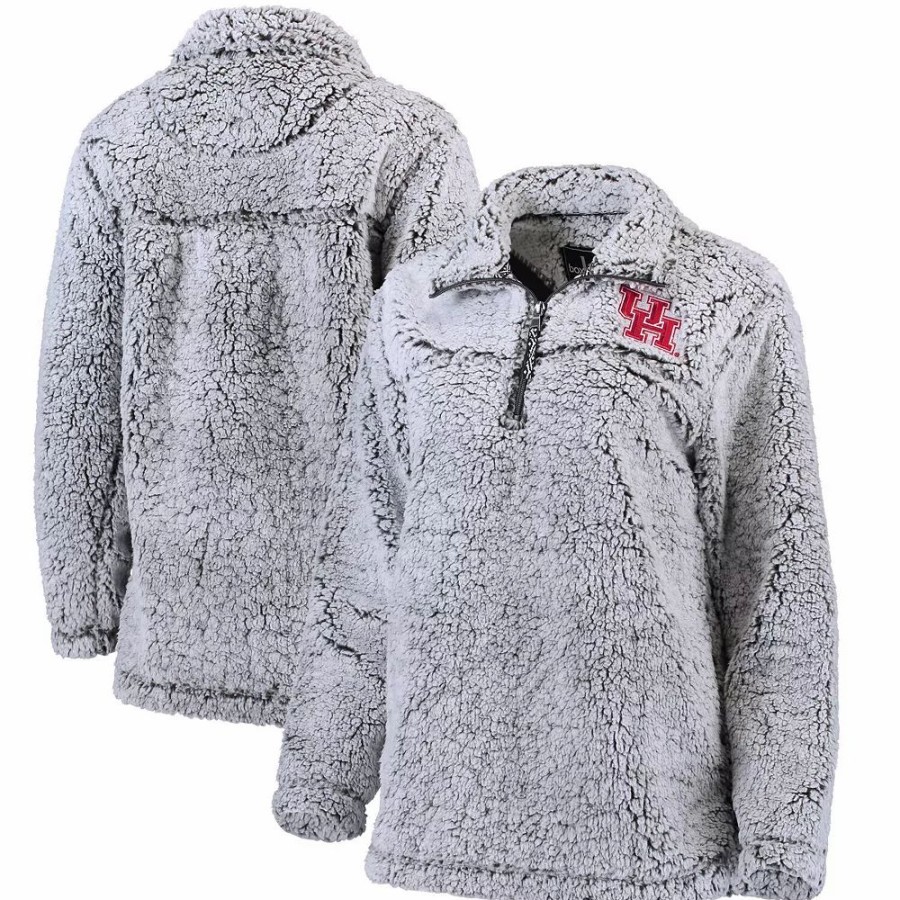 Clothing * | Women'S Gray Houston Cougars Sherpa Super Soft Quarter Zip Pullover Jacket