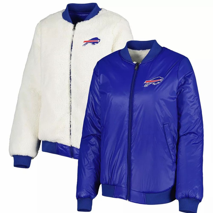 Clothing * | Women'S G-Iii 4Her By Carl Banks Oatmeal/Royal Buffalo Bills Switchback Reversible Full-Zip Jacket