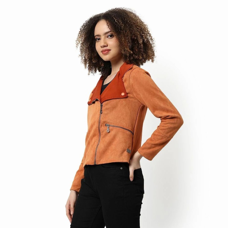 Clothing * | Campus Sutra Women Regular Fit Zipper Jacket