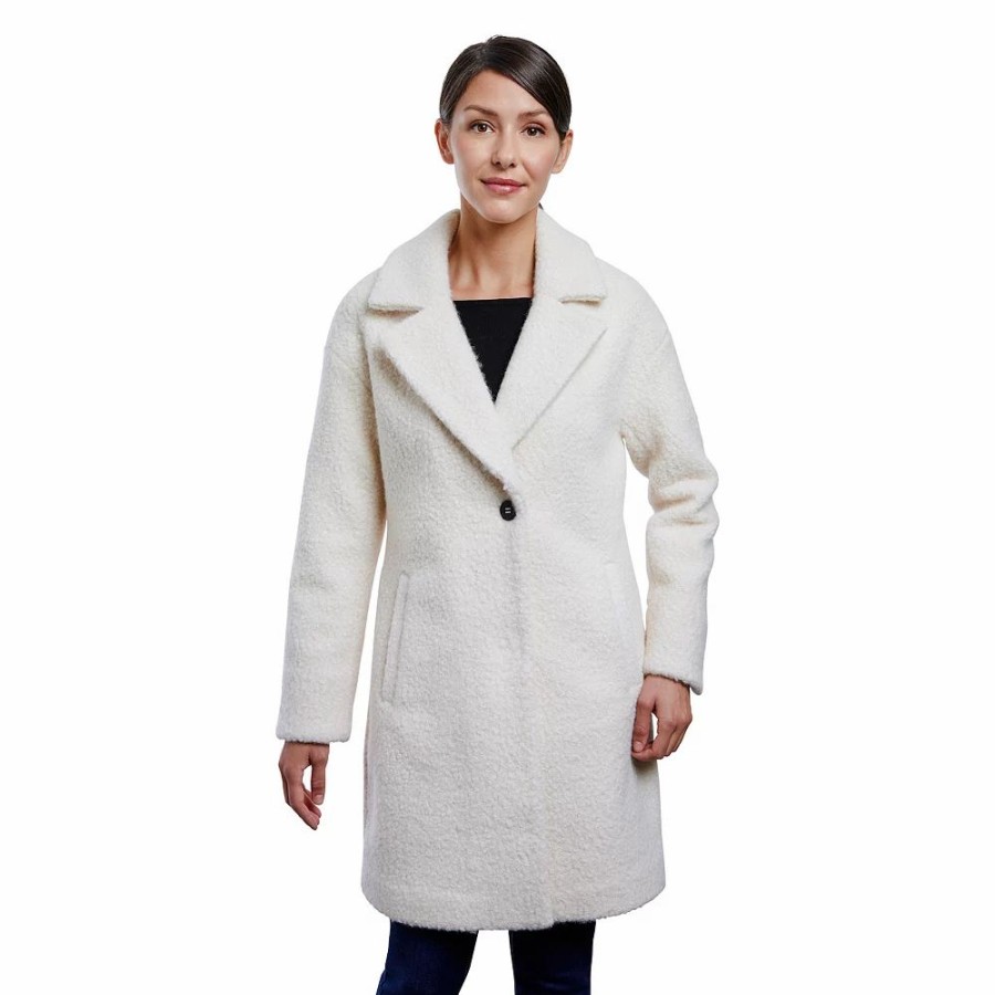 Clothing * | Petite London Fog Sherpa Peacoat Cream