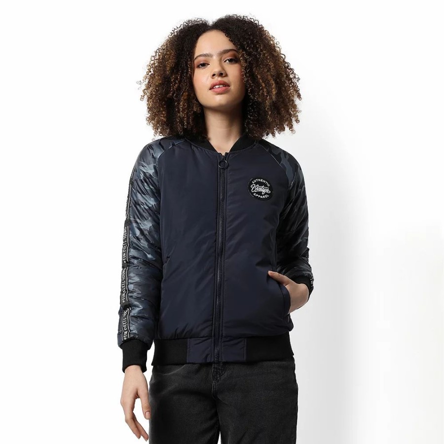 Clothing * | Campus Sutra Women Regular Fit Zipper Jacket