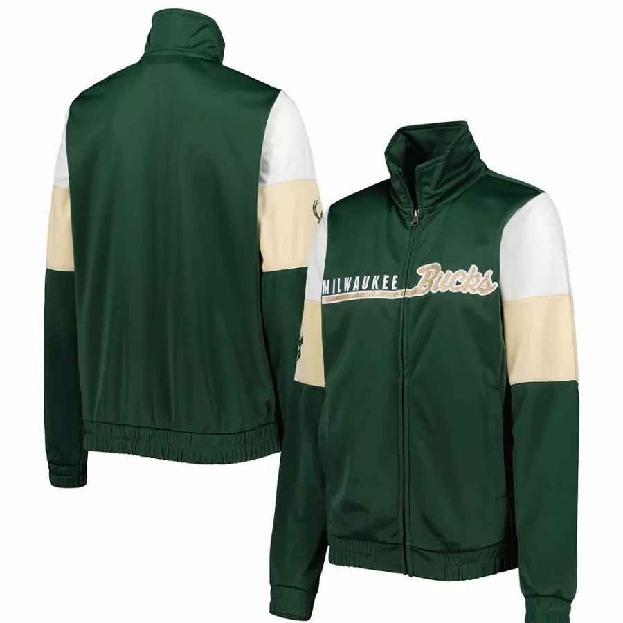 Clothing * | Women'S G-Iii 4Her By Carl Banks Hunter Green Milwaukee Bucks Change Up Full-Zip Track Jacket