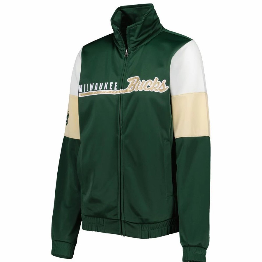 Clothing * | Women'S G-Iii 4Her By Carl Banks Hunter Green Milwaukee Bucks Change Up Full-Zip Track Jacket