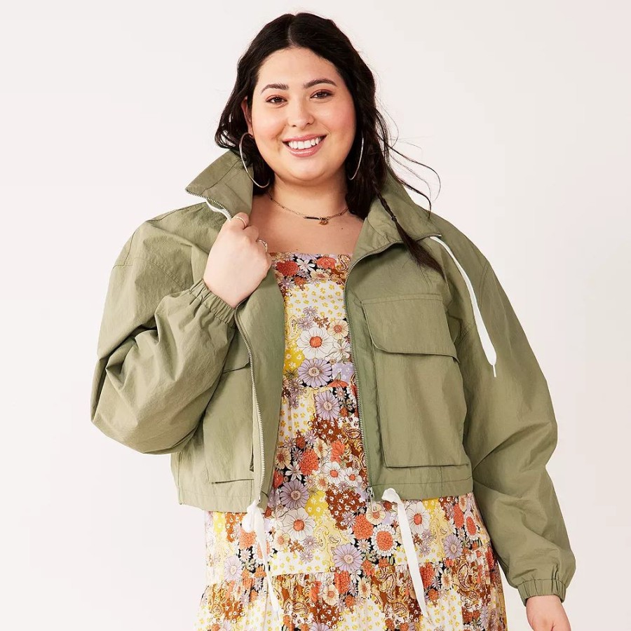 Clothing * | Juniors' Plus Size So Utility Windbreaker Jacket