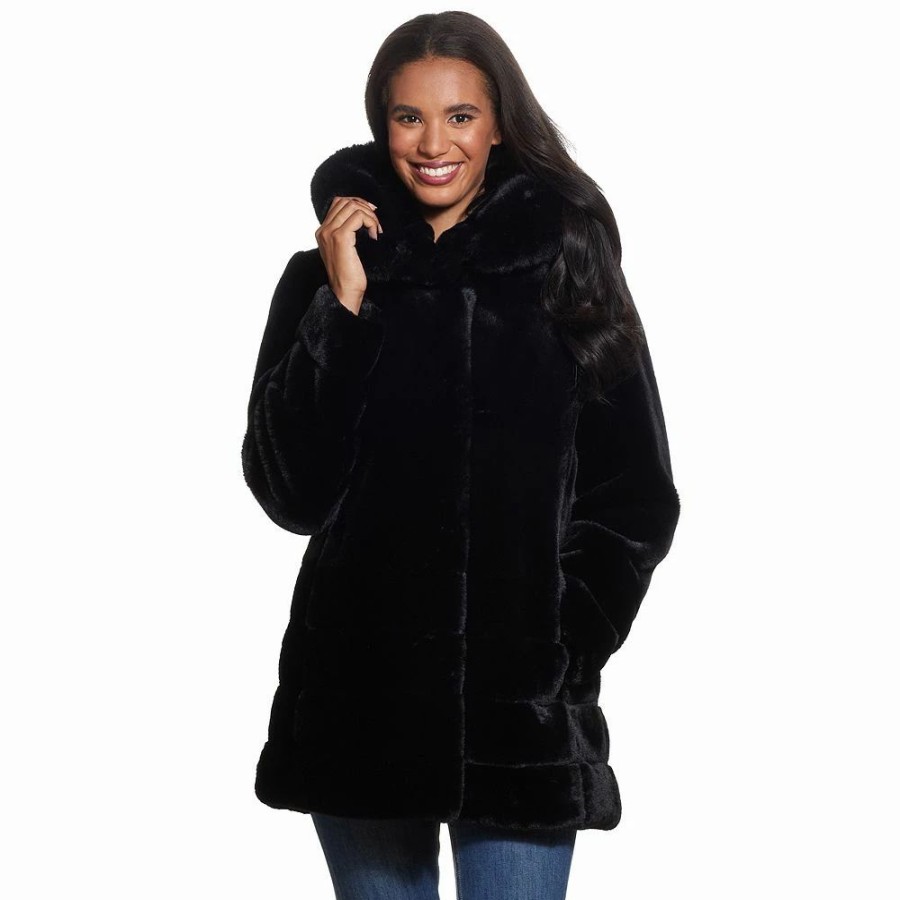 Clothing * | Women'S Gallery Hooded Faux-Fur Coat