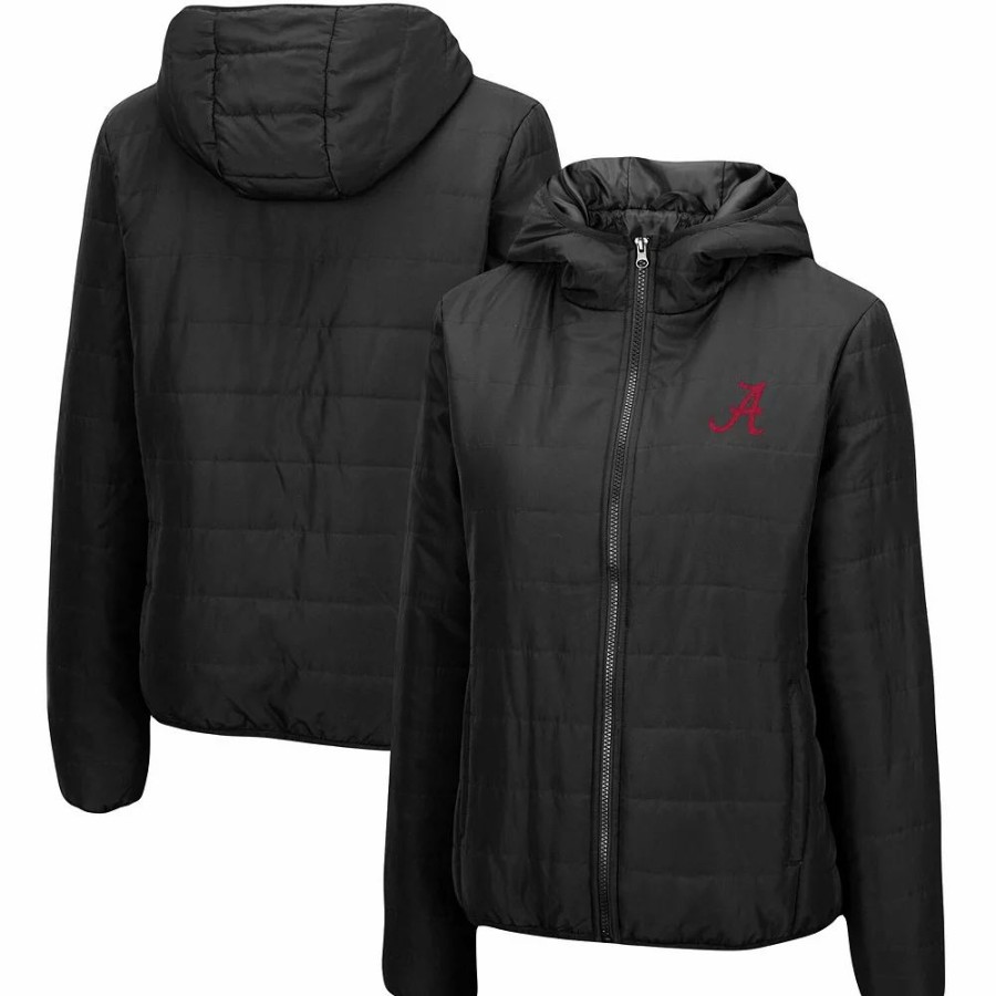 Clothing * | Women'S Colosseum Black Alabama Crimson Tide Arianna Full-Zip Puffer Jacket