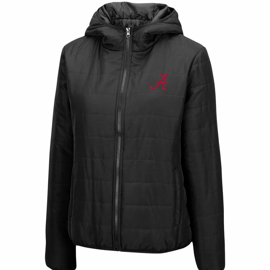 Clothing * | Women'S Colosseum Black Alabama Crimson Tide Arianna Full-Zip Puffer Jacket