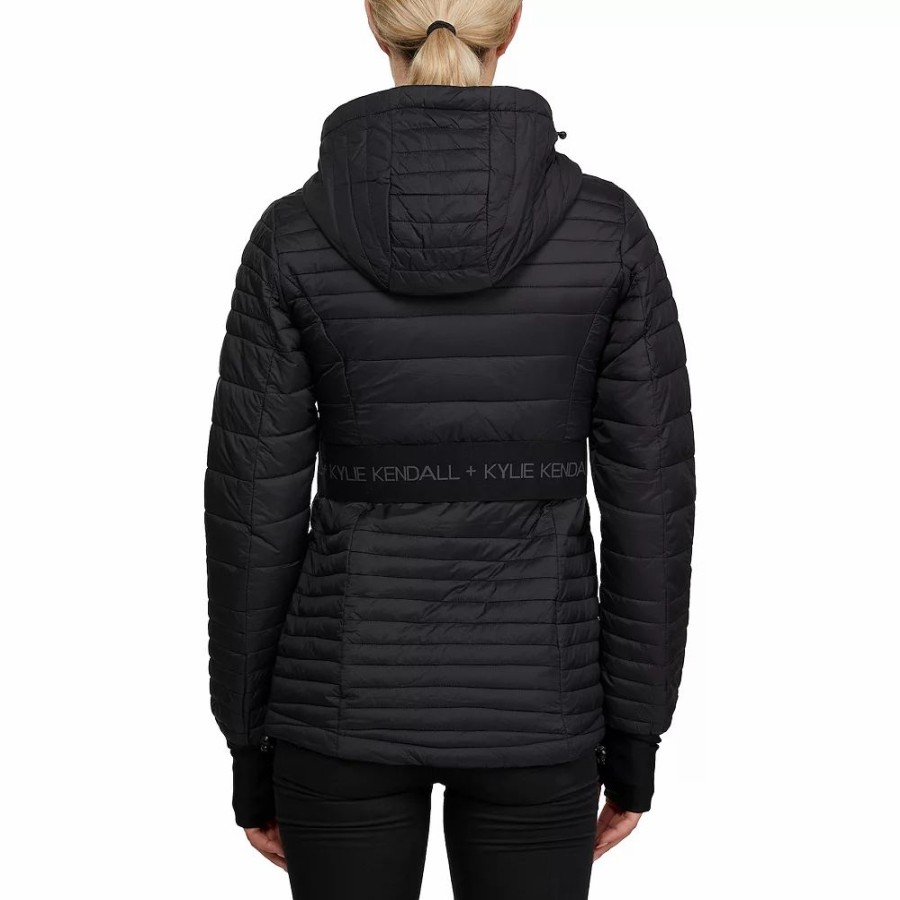 Clothing * | Women'S Kendall & Kylie Hooded Down Puffer Jacket Black