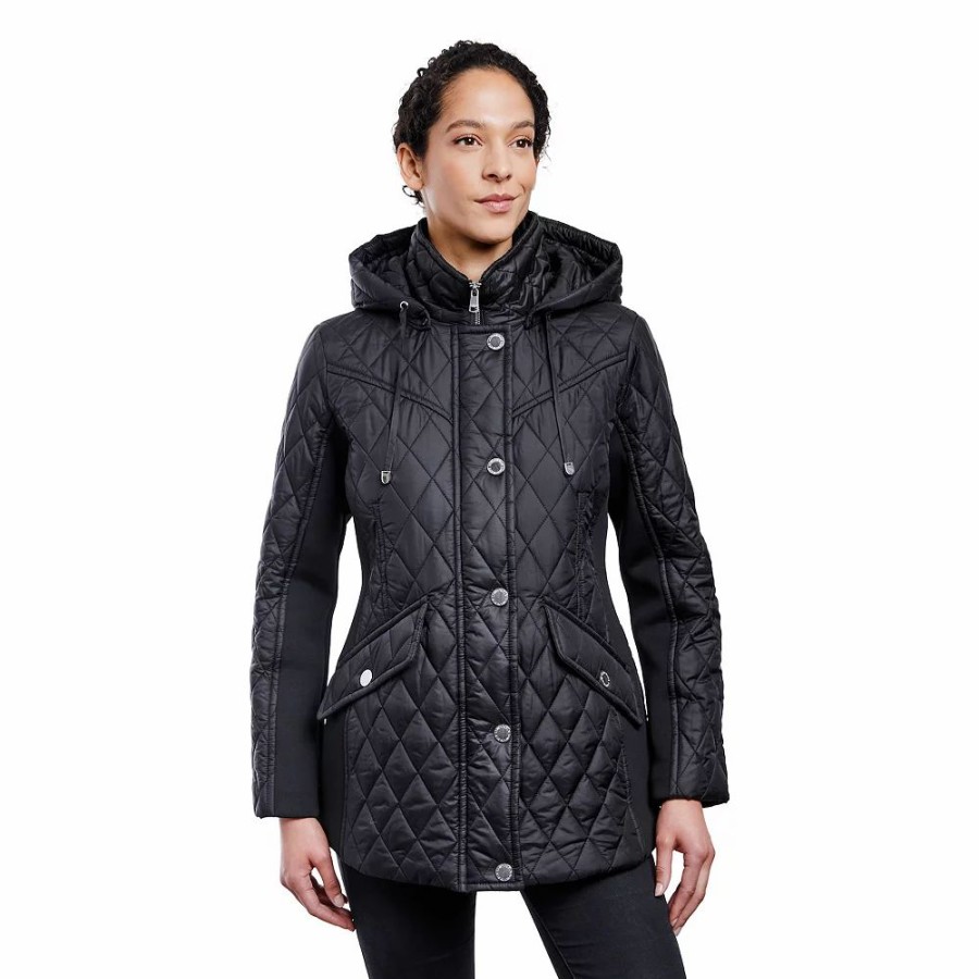 Clothing * | Women'S London Fog Hood Water-Resistant Coat