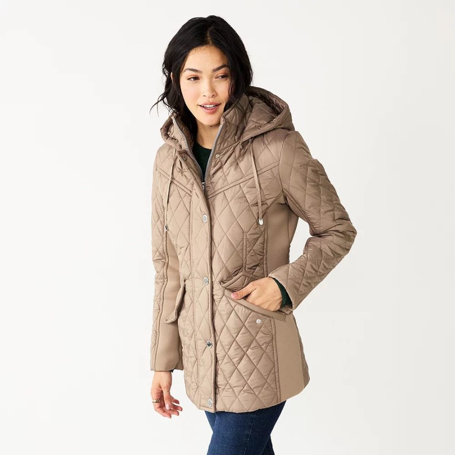 Clothing * | Women'S London Fog Hood Water-Resistant Coat