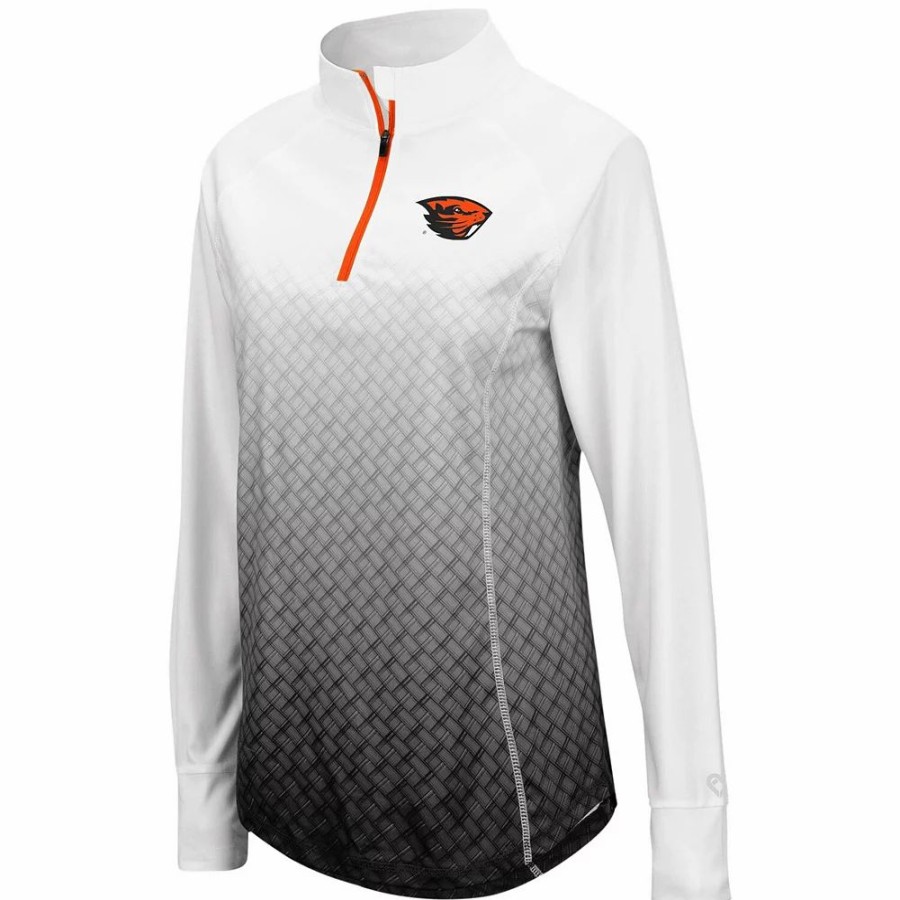 Clothing * | Women'S Colosseum Black Oregon State Beavers Magic Ombre Quarter-Zip Raglan Jacket