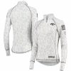 Clothing * | Women'S Colosseum White Iowa Hawkeyes Oht Military Appreciation Officer Arctic Camo 1/4-Zip Jacket