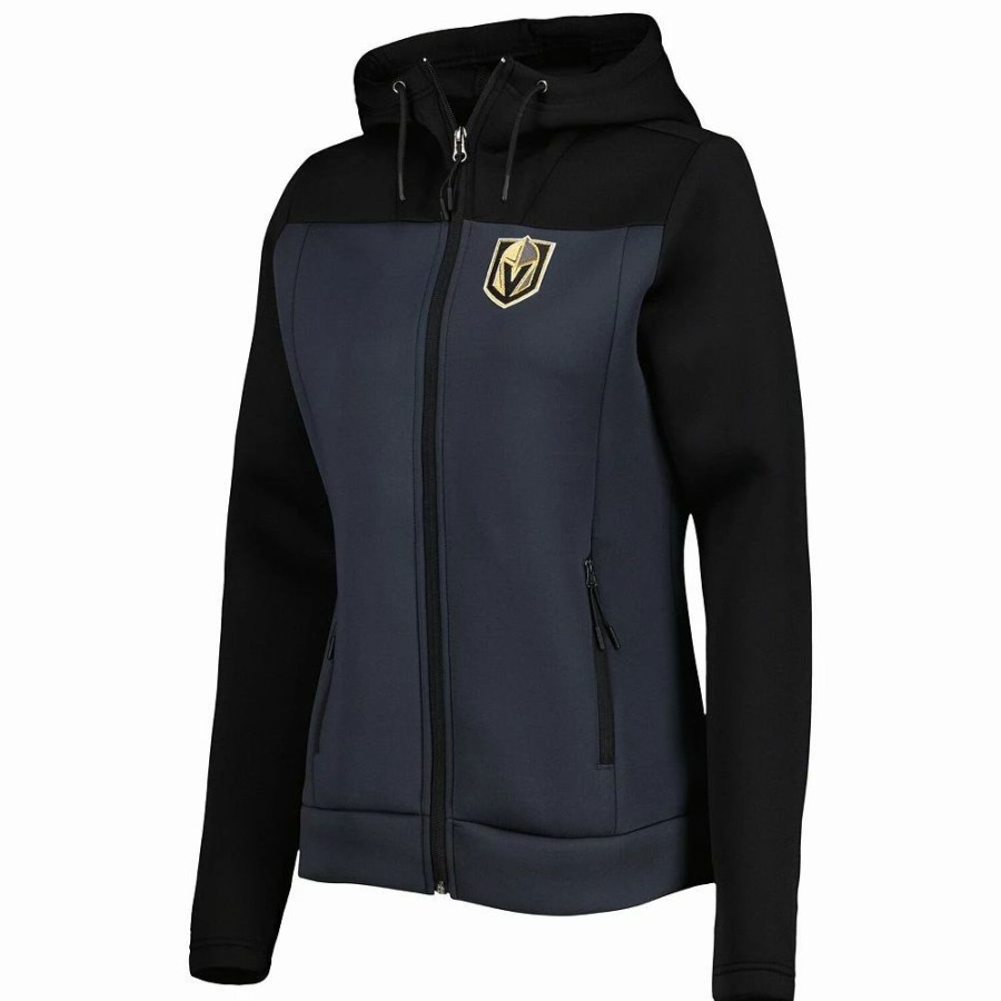 Clothing * | Women'S Antigua Black/Gray Vegas Golden Knights Protect Full-Zip Jacket